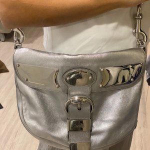 Gucci leather silver bag with - rarely worn, like new